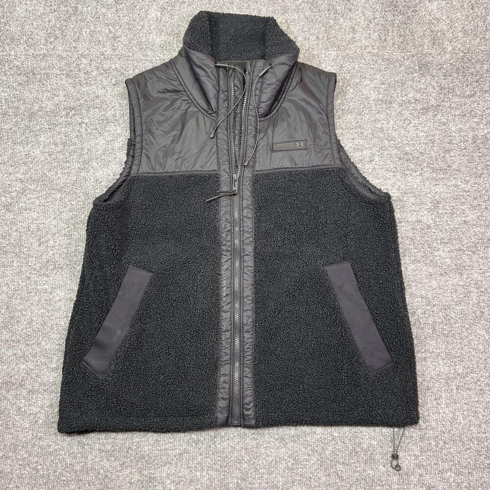 Under Armour Women's Mission Boucle Vest Size XL Black Sherpa Fleece Full Zip